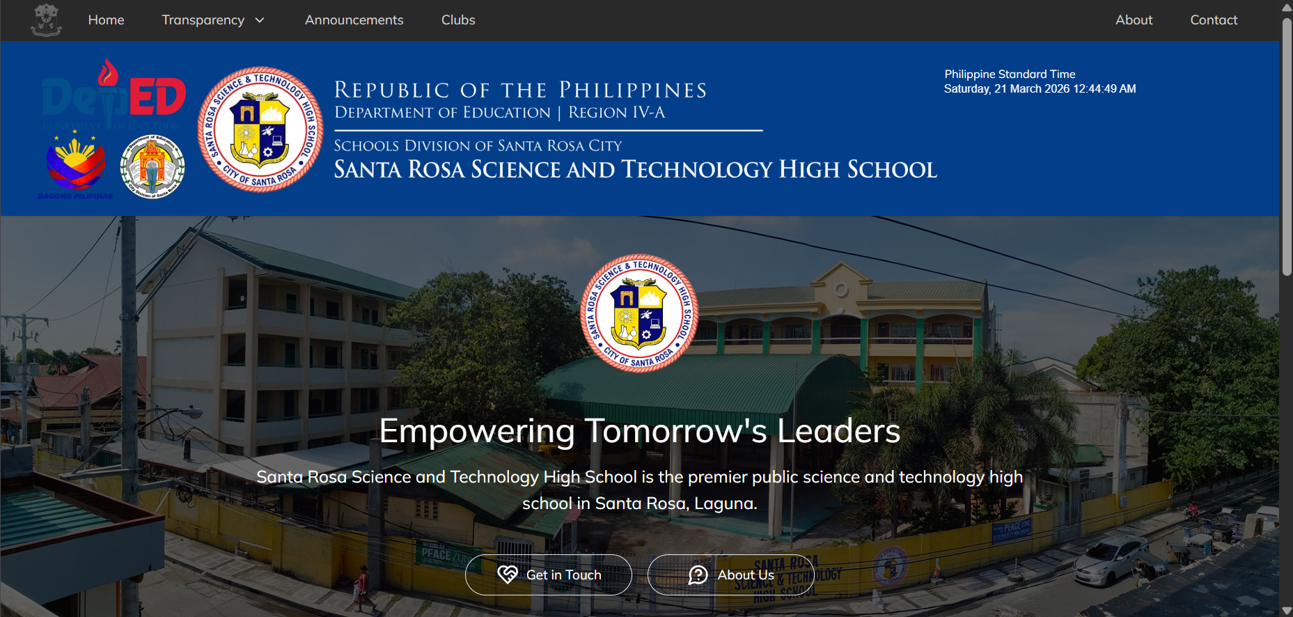 SRSTHS website project placeholder preview